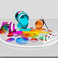 Colorful Paint Tubes Palette And Paintbrush With Vibrant Splatters And LOGO