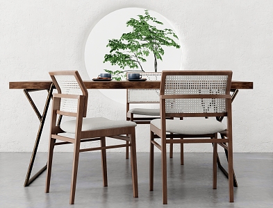 Quiet dining table and chair SU model 3d model