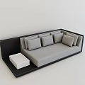 Modern Sectional Sofa in Gray with Multiple Cushions White Square Box and Black Frame 3d model
