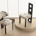 Modern Dining Chairs With Patterned Seat Backrest And Black Legs By Window Blinds 3d model