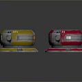 Colorful Circular Equipment with Yellow Orange Red Blue Bases and Numbered Tops