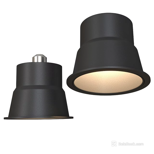 Black Downlights and Spotlights with Modern Design Round Light Mouth Illuminated and Non Illuminated 3d model 