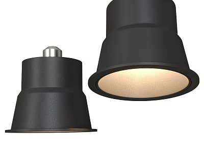 Black Downlights and Spotlights with Modern Design Round Light Mouth Illuminated and Non Illuminated 3d model