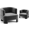 Stylish Modern Gray Single Sofa Design With Rounded Arms And Square Legs 3d model