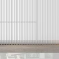 White Vertical Blinds In Modern Room With Wooden Floor And Moon Decoration