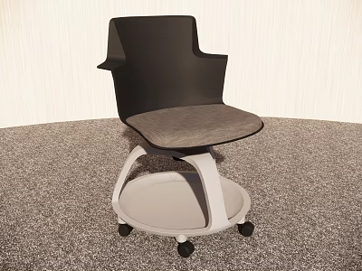 Modern Office Chair With Black Backrest Gray Seat And White Circular Base Wheels 3d model