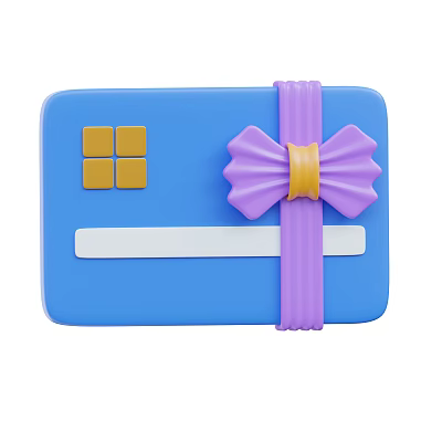 Blue Card Decorative Ornament Set With Yellow Squares White Stripe And Purple Bow 3d model