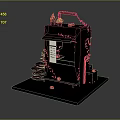 Black Miniature Model Structure With Square Base Panel And White Elements In Minimalist Design