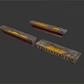 Three Vintage Gray Train Carriages With Yellow Stripes And Weathered Texture