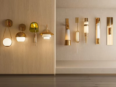 Modern Wall Lamps With Different Styles Gold Metal Finish And Various Shades 3d model