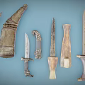 Antique Knives Collection With Diverse Blades And Decorative Handle Designs