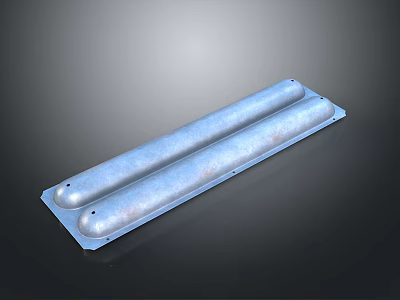 Silver Colored Metal Elongated Structure With Double Tubes And Base Plate 3d model