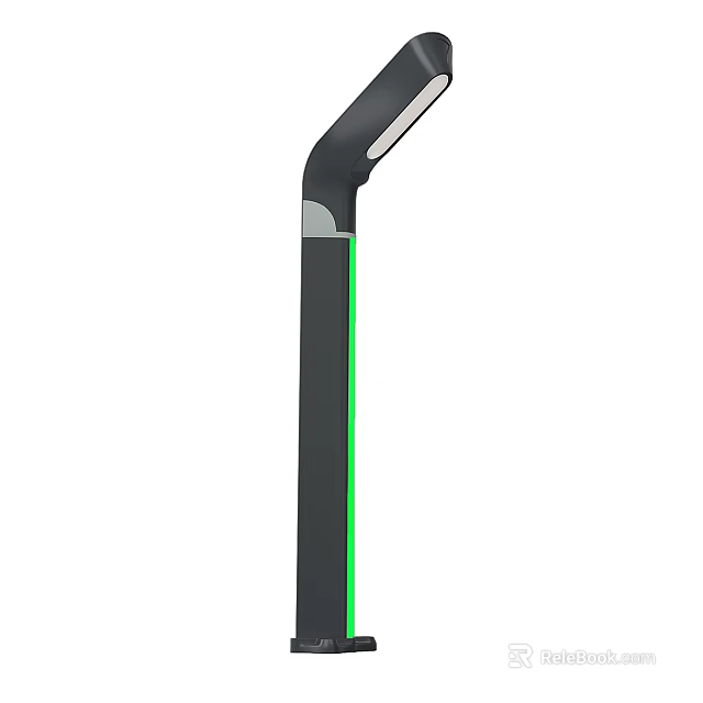 Modern Outdoor Light With Black Pole And Green Accent For Garden Landscape Lighting 3d model 