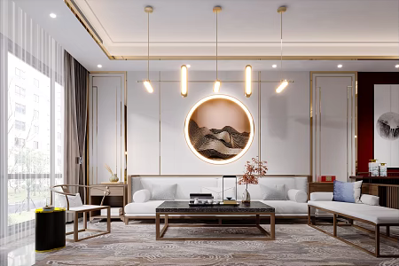 New Chinese Living Room Simple Living Room 3d model