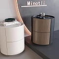 Modern Round Bedside Tables With White Drawers And Wooden Black Finish Design Style