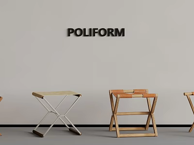 POLIFORM Modern Design Chairs With Wooden Seats And Metal Frames Interior 3d model