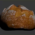Freshly Baked Bread With Golden Crust White Flour Dusting And Diamond Slashes On Smooth Surface