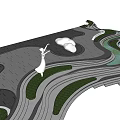 Garden Landscape Design With Undulating Terrain Winding Paths And Greenery Areas