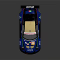 Blue AGVIO ECUSSO Race Car With Italian Flag Colors Pirelli Tires And Aerodynamic Wing
