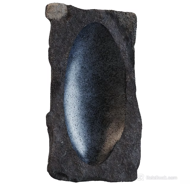 Oval Mirror Set in Natural Stone Frame With Polished Shiny Surface 3d model