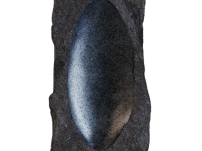 Oval Mirror Set in Natural Stone Frame With Polished Shiny Surface 3d model