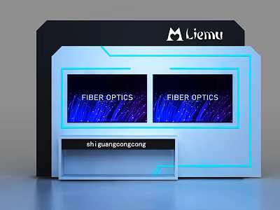 Modern Liemu Display Shelves with Fiber Optics Screens Bottom Display and Blue Lighting Accents 3d model