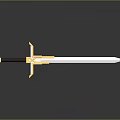 Ornate Sword With Golden Accents Black Hilt And Silver Blade On Dark Surface