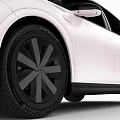 Sleek White Modern Electric Car With Black Roof Wheels And Futuristic Front Fascia Design