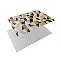 Square Rug With Modern Geometric Pattern And Multicolor Abstract Interior Design 3d model