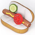 Unusual Sofa with Hot Dog Shaped Design Brown and White Upholstery Cucumber and Tomato Cushions