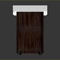 Functional Utility Desk With White Tabletop Wooden Frame Storage Shelves And Rolling Wheels