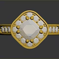 Elegant Gold Fashion Ring With Central Gemstone And Small Diamonds On Band