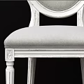 Elegant White Frame Dining Chairs With Grey Upholstered Seats And Backs 3d model
