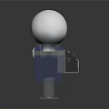 Blue Computer Device With Transparent Sphere 3D Head Model And Side Control Panel