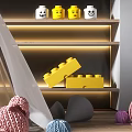 White Kids Tent With Knitted Sheep Yarn Balls By Lit Wooden Shelf And Lego Blocks