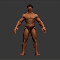 Muscular Male Character 3D Model With Standing Pose Muscular Physique And Gray Gradient Background