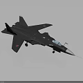 Detailed Black Military Fighter Jet Model With Red Star Markings And Cockpit