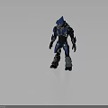 Blue And Silver Armored Robot Character With Helmet And Full Body Mechanical Armor