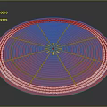 Shooting Weapon Training Target with Red Circular Segmented Sections and White Lines