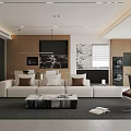 Modern Living Dining Room Interior With Large Sofa Coffee Table And Pendant Lights