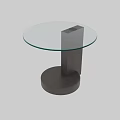 Modern Round Glass Top Side Table With Stylish Wooden Base Design 3d model