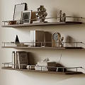 Wall Mounted Wooden Shelves With Photo Frames Vases Books And Decorative Items