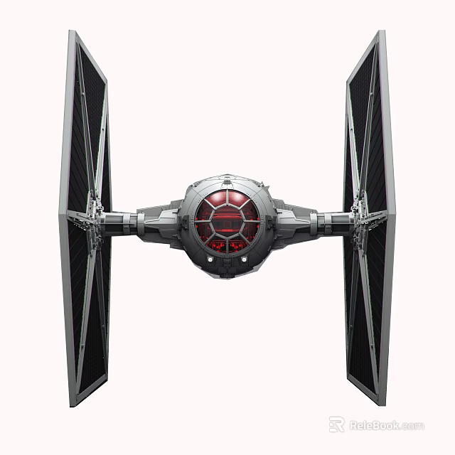 Star Wars TIE Fighter Model Featuring Spherical Cockpit Red Core And Black Wings 3d model 