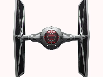 Star Wars TIE Fighter Model Featuring Spherical Cockpit Red Core And Black Wings 3d model