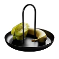 Fresh Ripe Star Fruit and Banana on Black Metal Tray with Handle