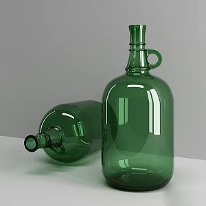Wine Bottle Wine Glass 3d model
