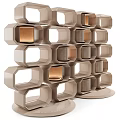 Modern Decorative Cabinet with Stacked Hexagonal Compartments and Integrated Lighting for Home 3d model