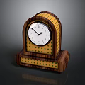 Vintage Wooden Mantel Clock With Yellow Green Diamond Pattern And White Dial