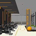 modern gym elliptical machine treadmill 3d model