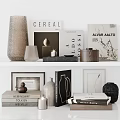 Minimalist Decorative Ornament Combination With Vases Books Frames And Candle Holders